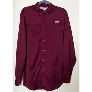 Ocean+Coast Mens Small Burgundy Vented Button Up Shirt Fishing Outdoors